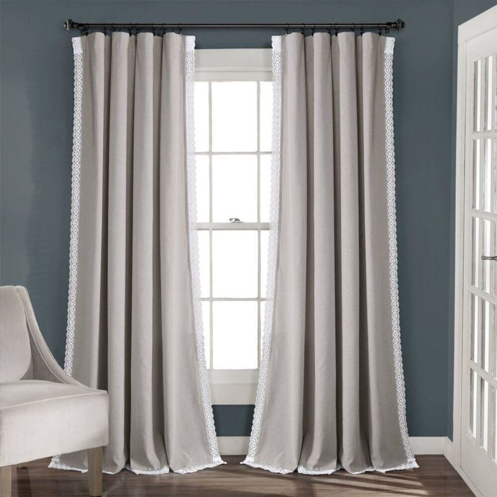 Lush Decor - 84"x54" Rosalie Rod Pocket Light Filtering Window  Gray